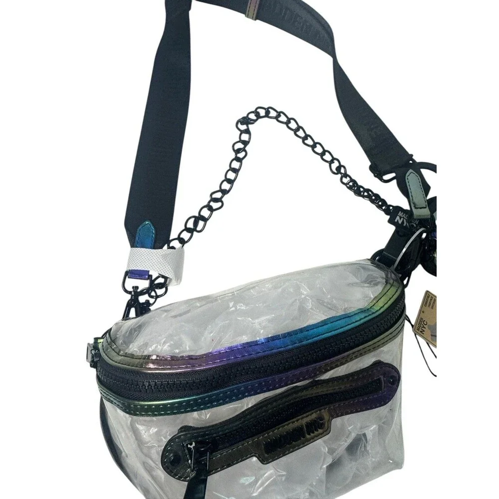 Madden NYC Clear Stadium Approved Iridescent Crossbody Purse Barrel Bag Fanny
